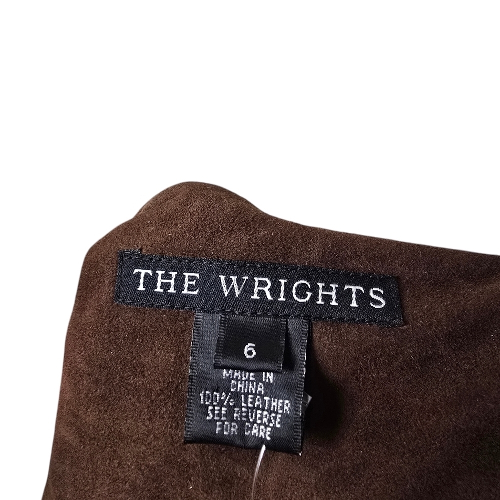 The Wrights Beaded Leather Brown Crewneck Jackey 6 - Picture 7 of 8